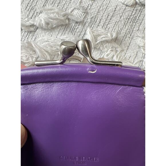 Vintage Fossil Purple Keychain Coin Purse Leather - Picture 4 of 6